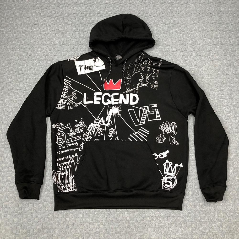 Southpole Hoodie Mens XL Black Fleece The Legend Graphic Kangaroo Pocket Cozy